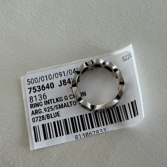 NEW GUCCI INTERLOCKING RING SILVER GG LOGO GREEN Chain Sz 26 IT 11.5 US Enamel - Picture 4 of 5